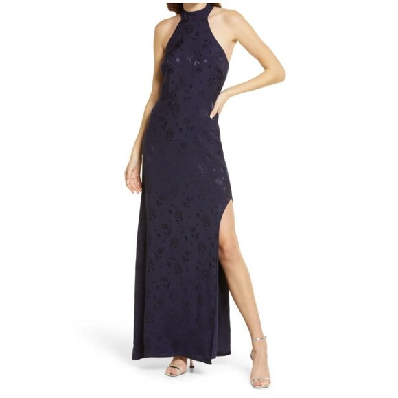 Lulus Red Carpet Ready Halter Column Gown Light Rose S - Picture 4 of 5